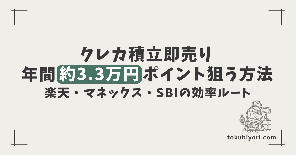 クレカ積立即売りで年間約3.3万ポイントを狙う方法|楽天・マネックス・SBIの効率ルートを紹介
