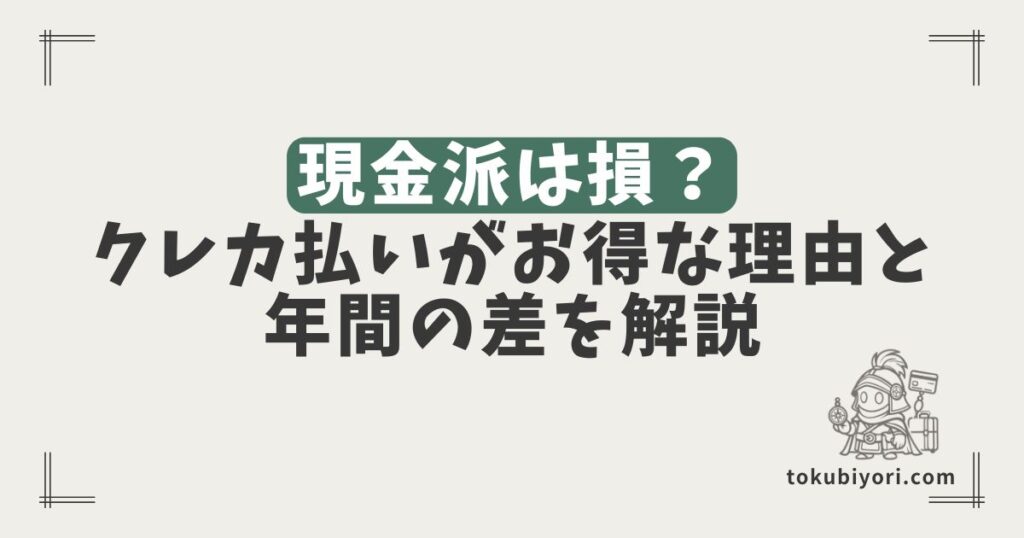 現金派は損？クレジットカード払いがお得な理由と年間の差を解説